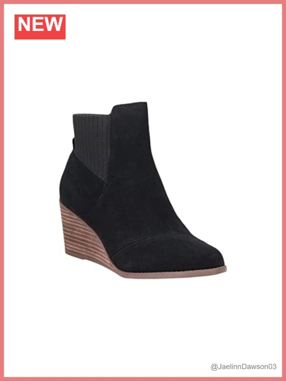 TOMS Sadie Suede Wedge Ankle Bootie with Zipper, OrthoLite Insole